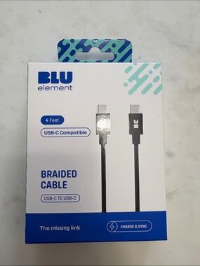 BLU Element Black Braided USB-C to USB-C Cable